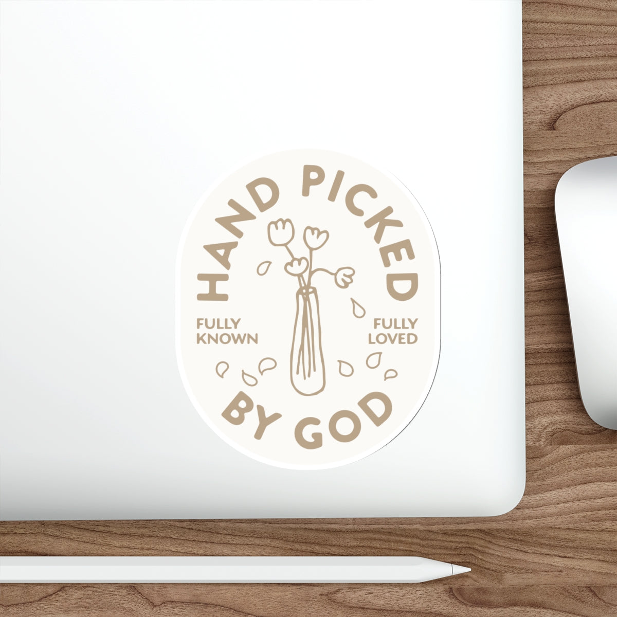 Hand Picked Die-Cut Sticker Cream